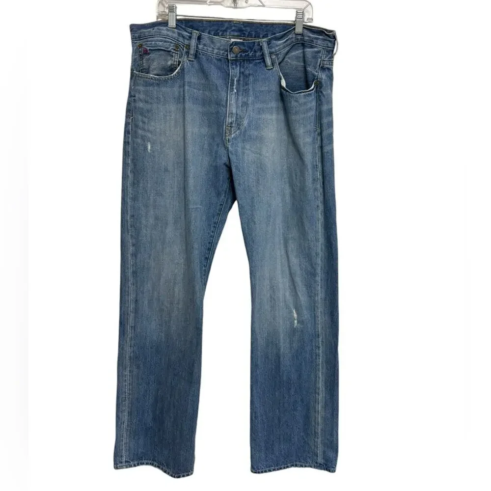 Polo Ralph Lauren Medium Wash Distressed Straight Leg Jeans - Size 36x32